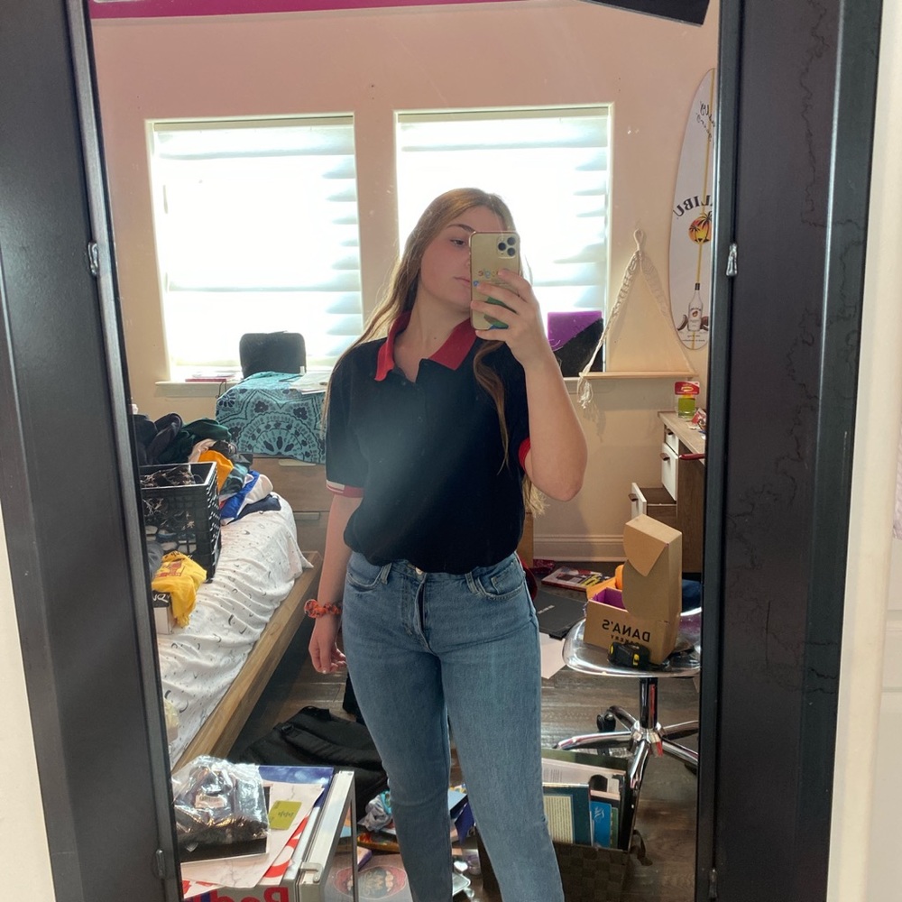 Raf simons black & red polo